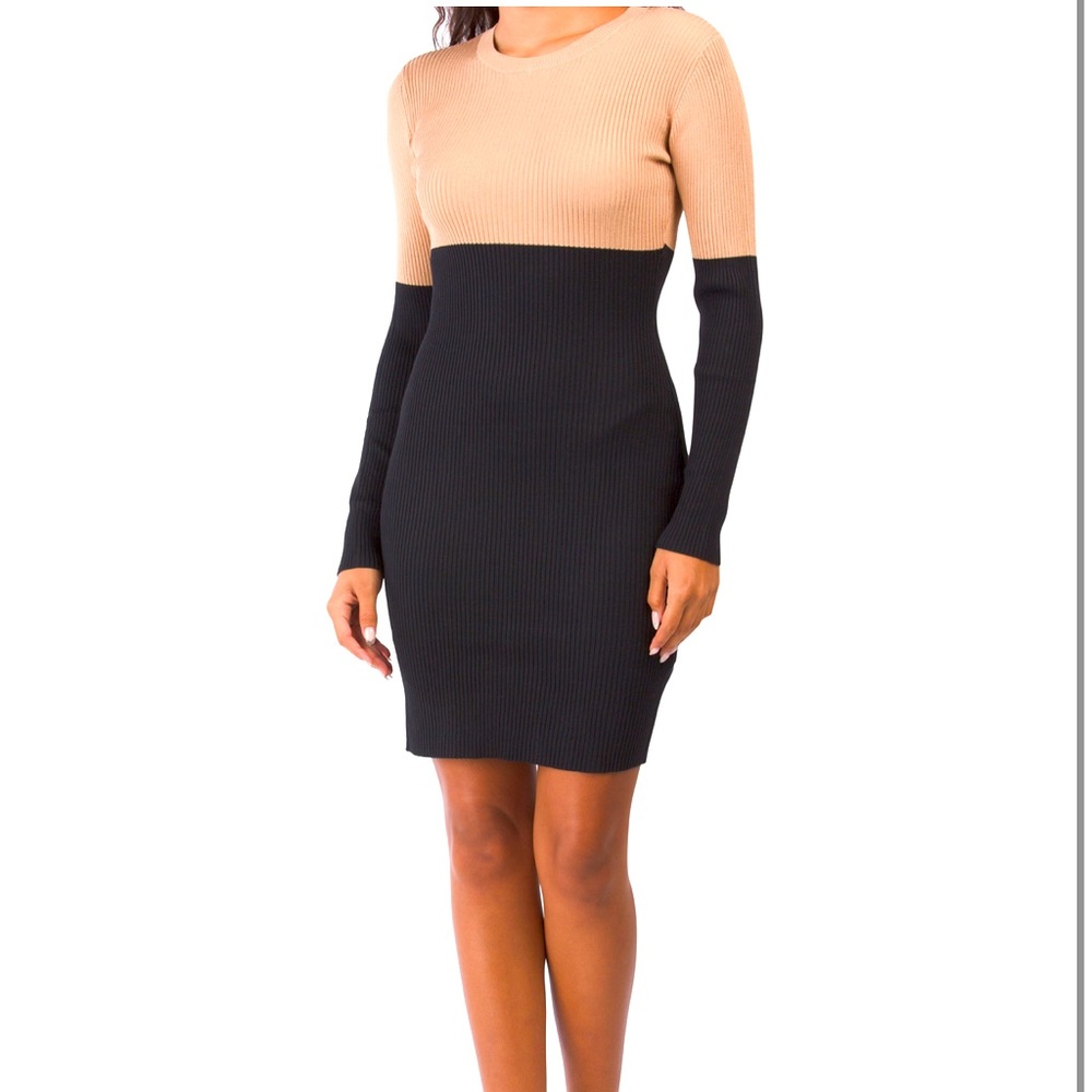 TIANA B Long Sleeve Bodycon Color Block Sweater Dress